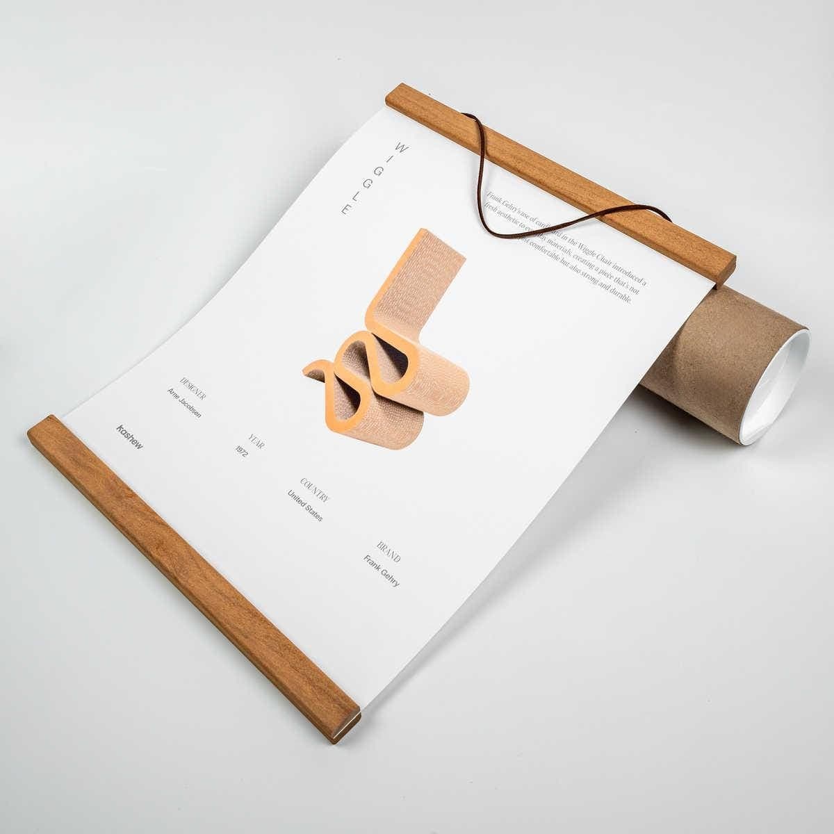 Arne Jacobsen Magnetic Teak Wiggle Poster Frame - Thumbnail 3