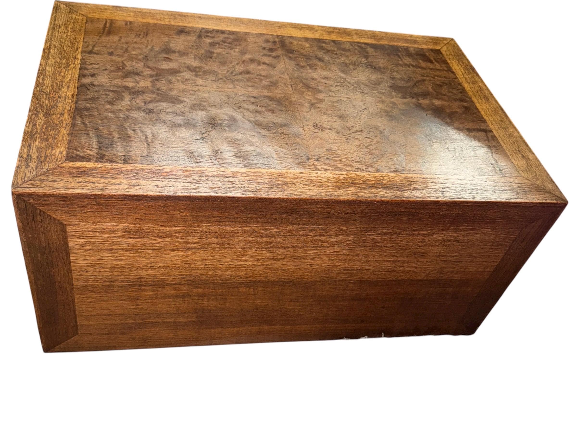 Vintage Burl Wood Cube Cabinet – Mid-Century Asian Inspired Nightstand - Thumbnail 9