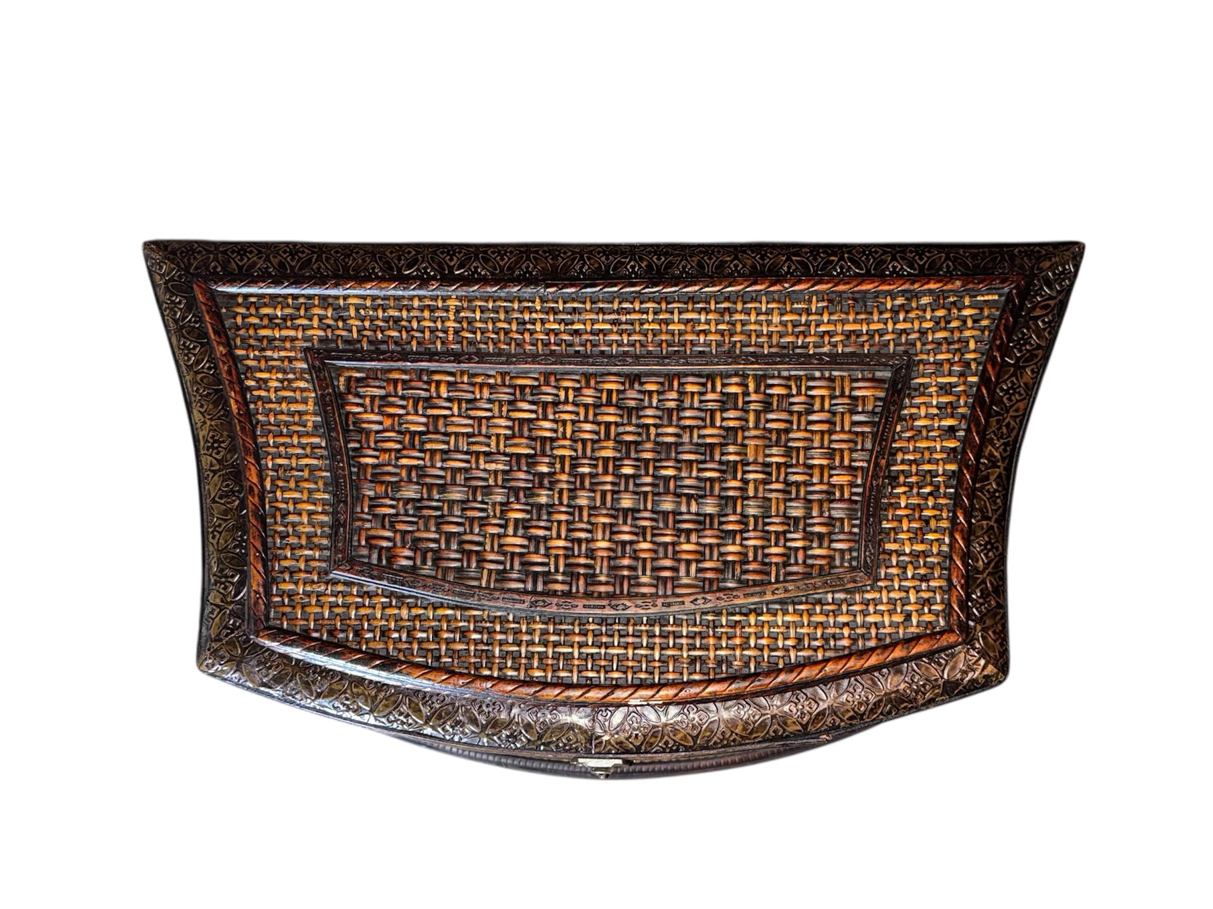 19th C. Anglo-Indian Serpentine Side Table - Ebonized & Cane - Thumbnail 6