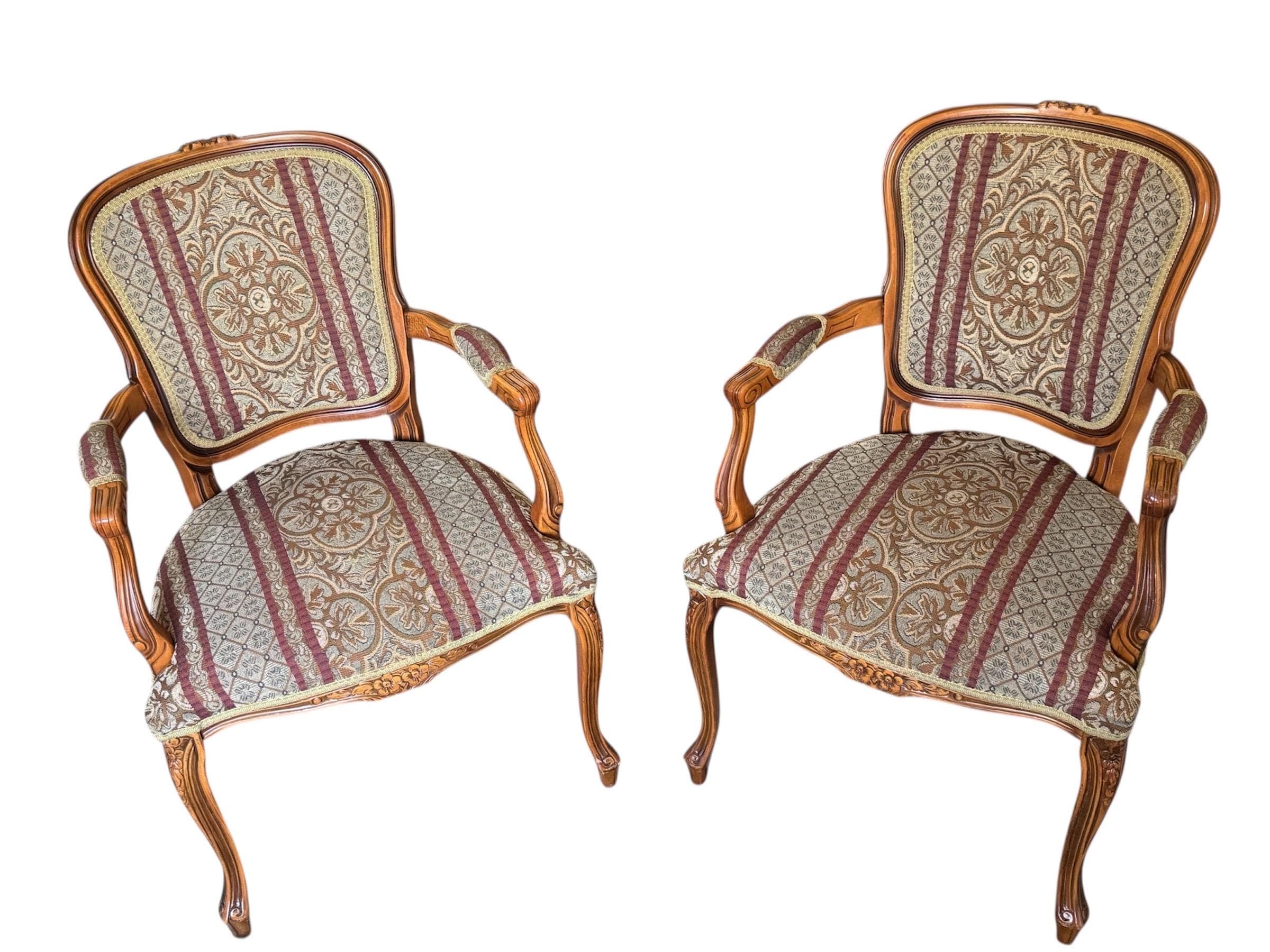 Vintage Louis XV Style Tapestry Armchairs - A Pair by Najarian Furniture - Thumbnail 2