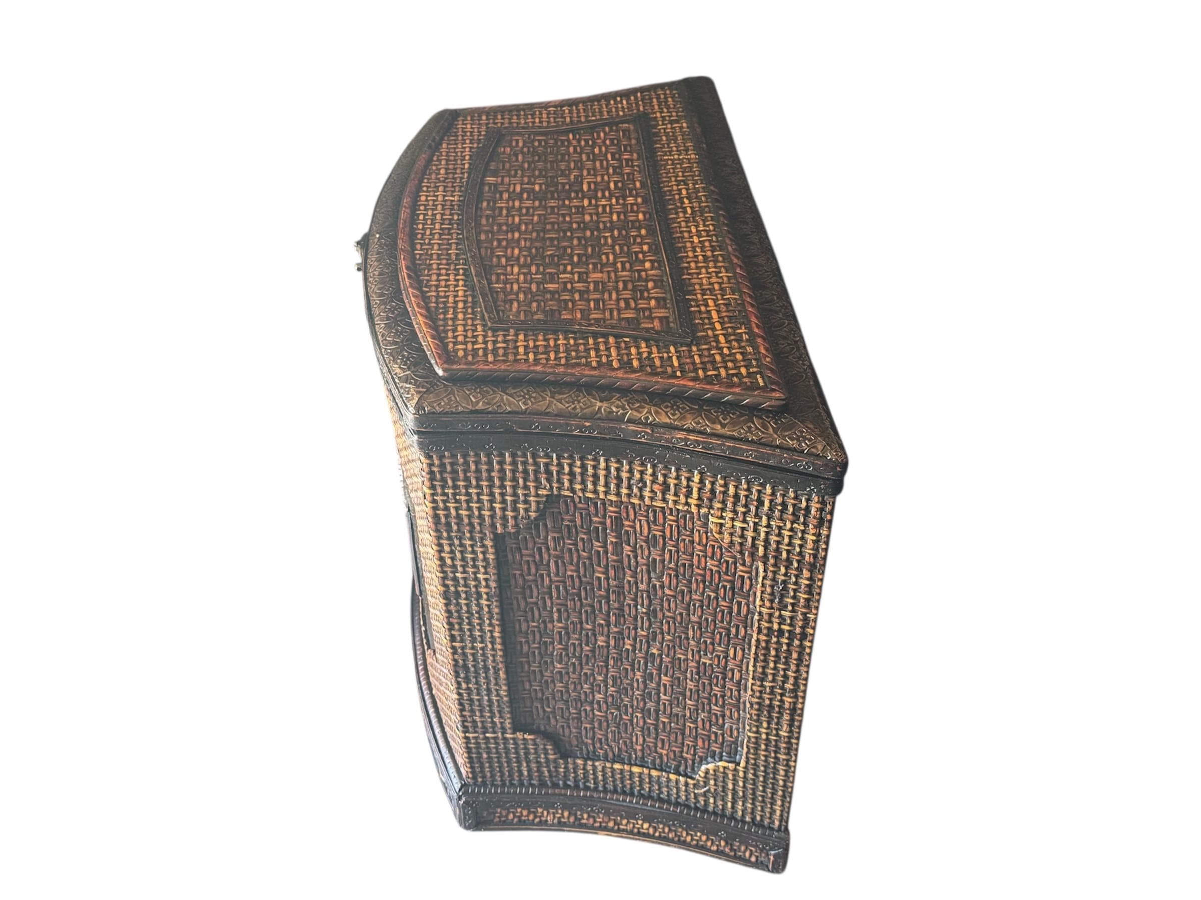 19th C. Anglo-Indian Serpentine Side Table - Ebonized & Cane - Thumbnail 13