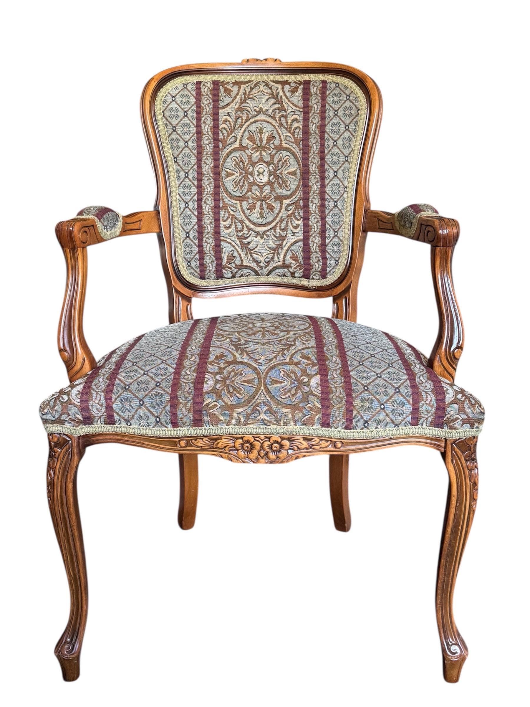 Vintage Louis XV Style Tapestry Armchairs - A Pair by Najarian Furniture - Thumbnail 5