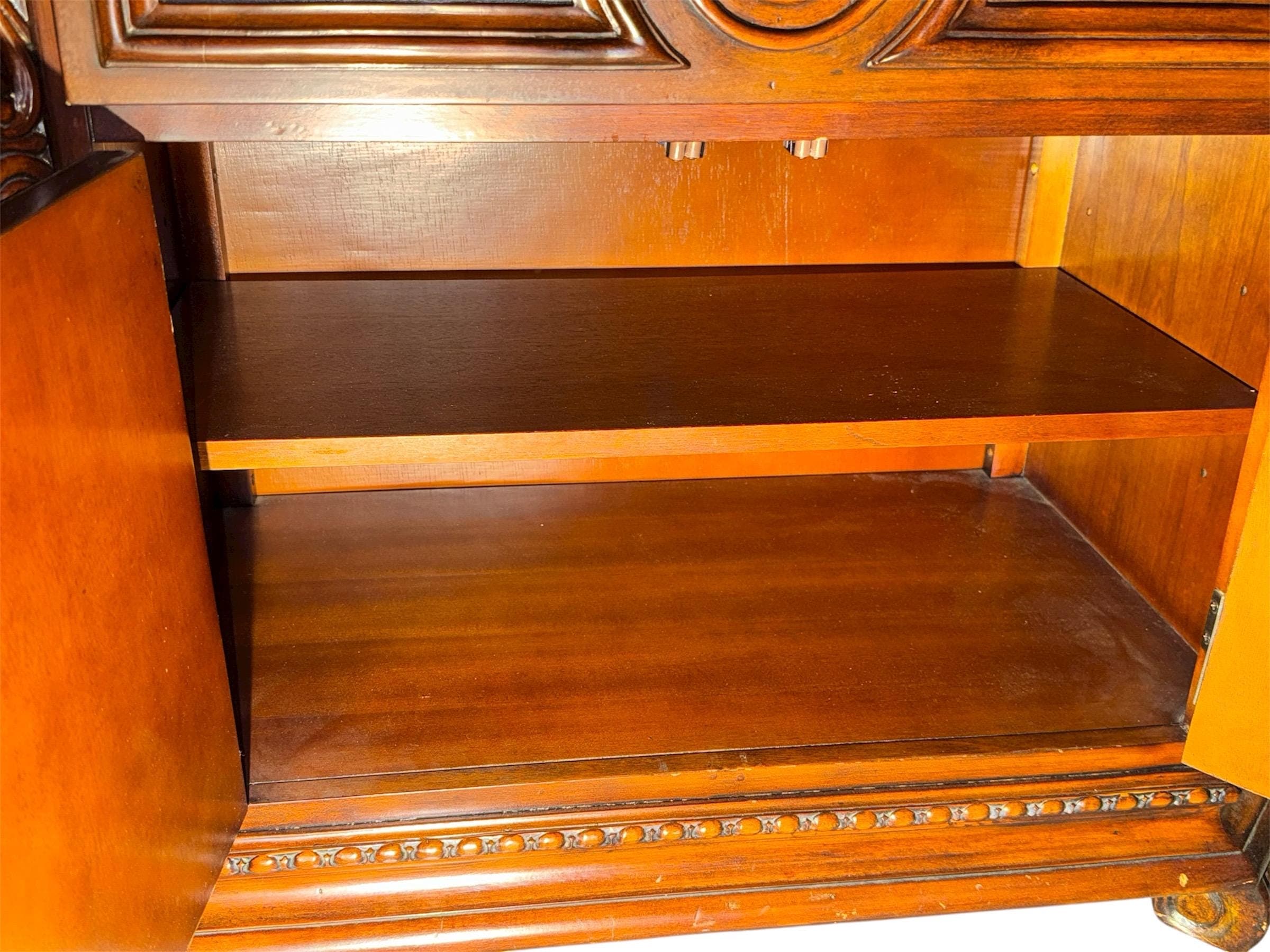 Pair of Ornate Acme Furniture Nightstands – Genuine Marble Tops & Hand-Carved Details - Thumbnail 4