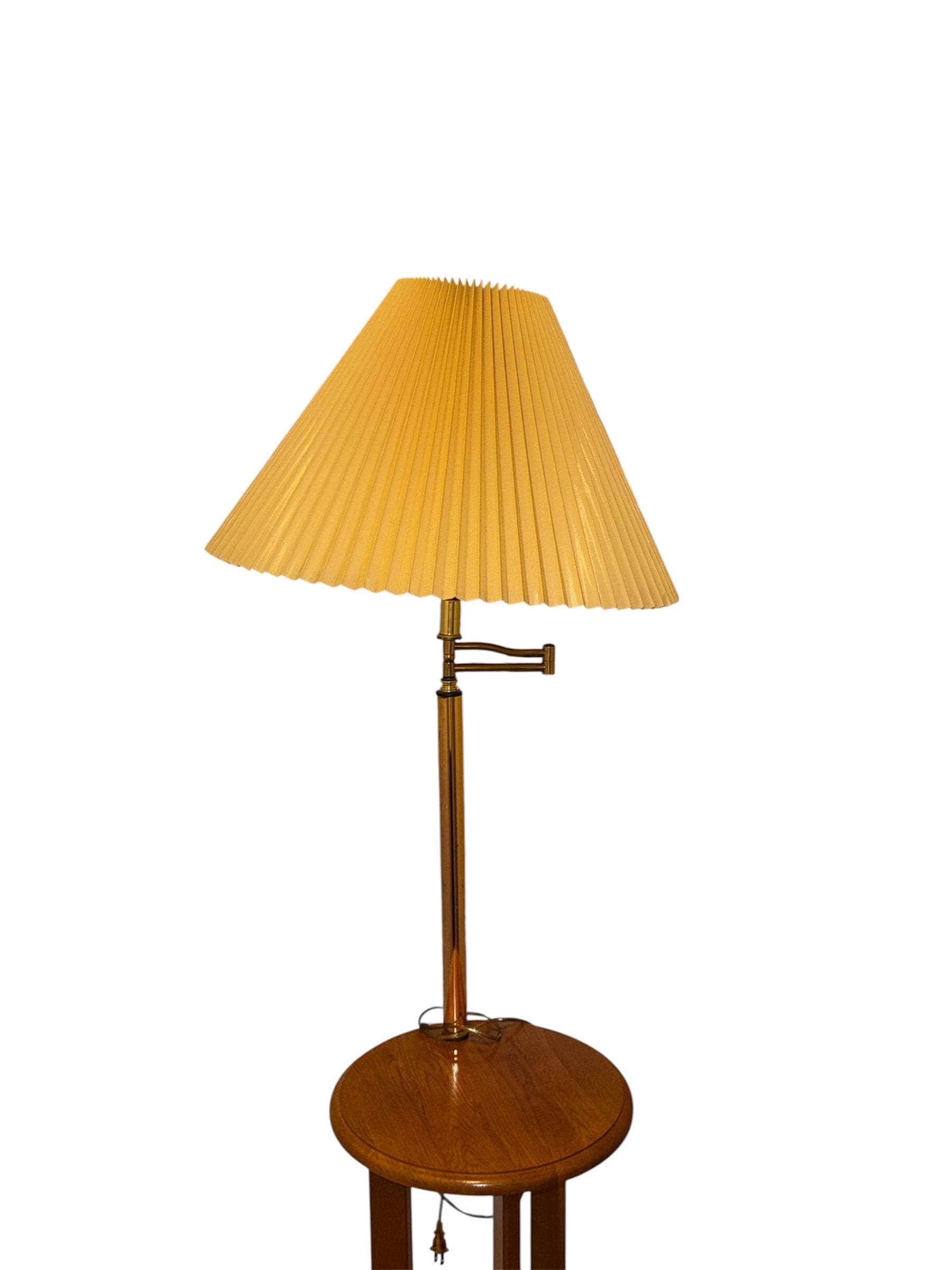 Vintage Anthony California Floor Lamp – Mid Century Oak Plant Stand, Swing Arm Lighting - Thumbnail 3