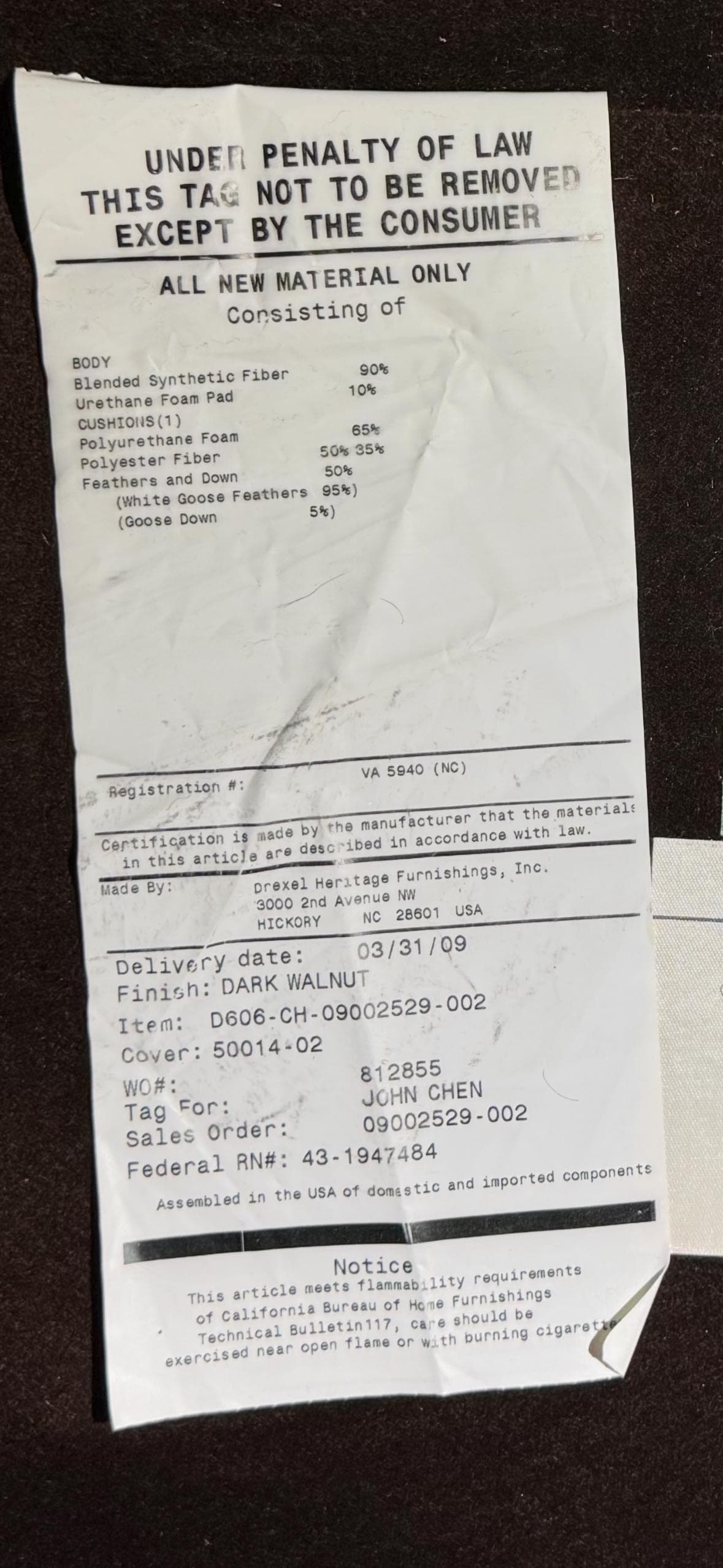 Drexel Heritage "Down-Wrapped" Wingback Chair in Espresso Velvet - Thumbnail 12