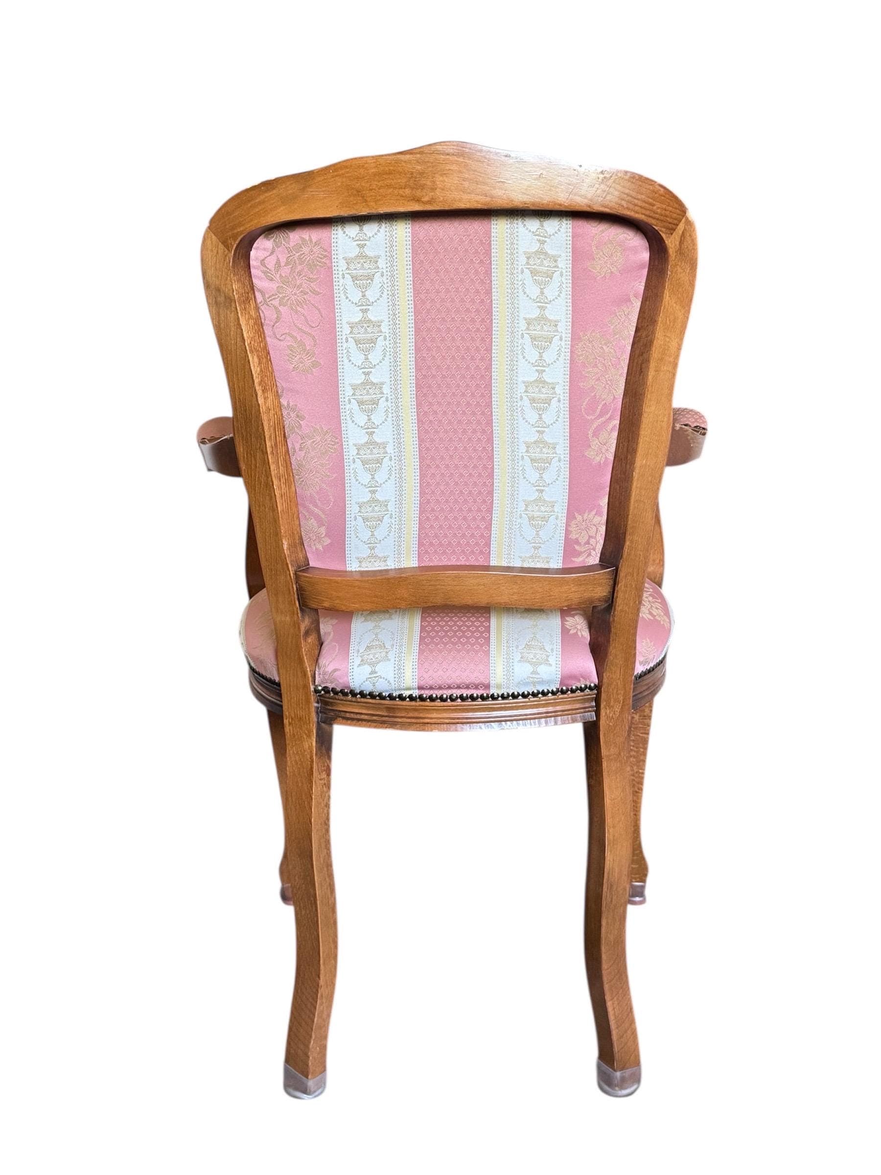 Vintage Italian Louis XV Style Armchairs – Floral Damask Fauteuils, Pair - Thumbnail 9