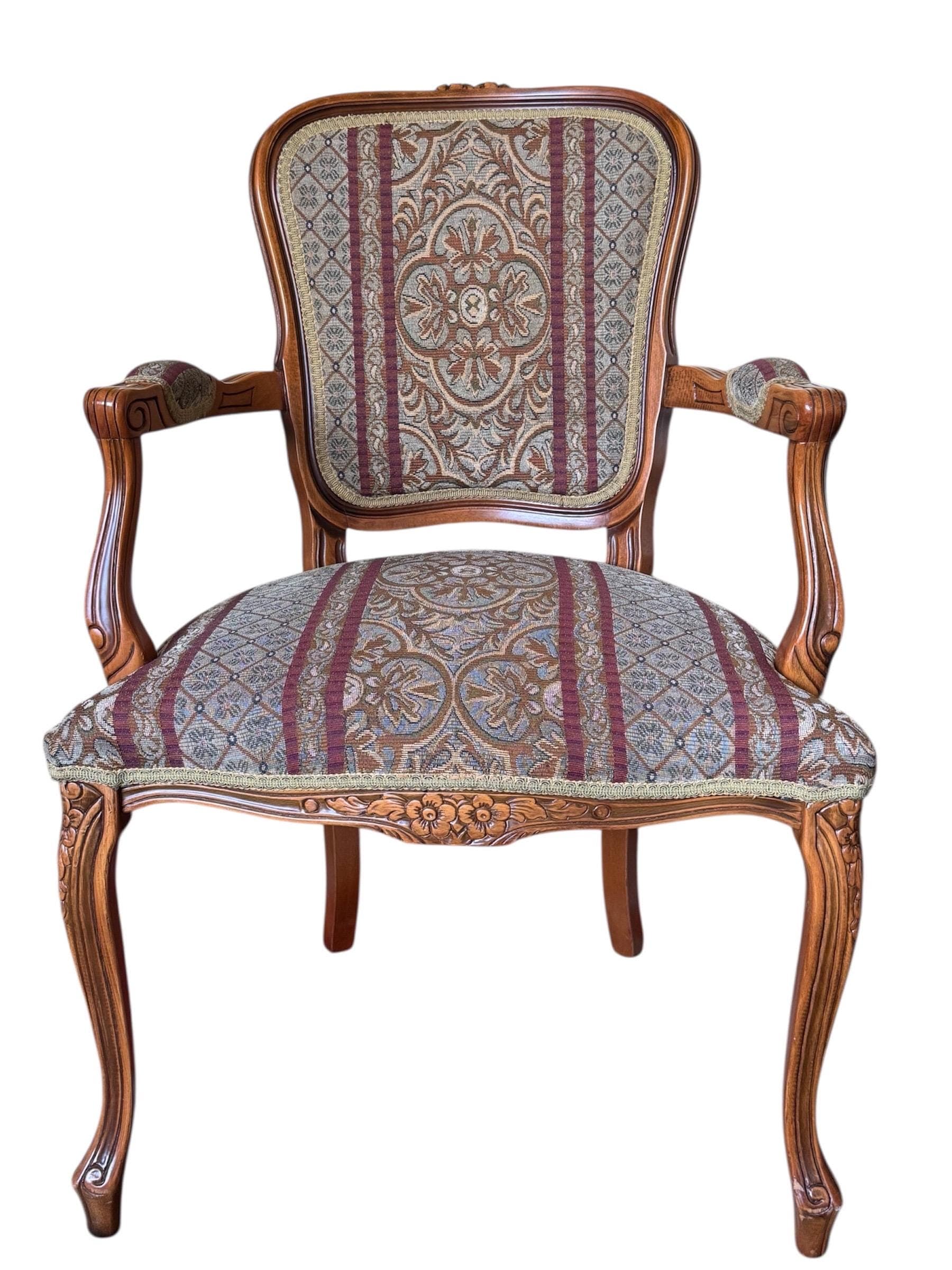 Vintage Louis XV Style Tapestry Armchairs - A Pair by Najarian Furniture - Thumbnail 3