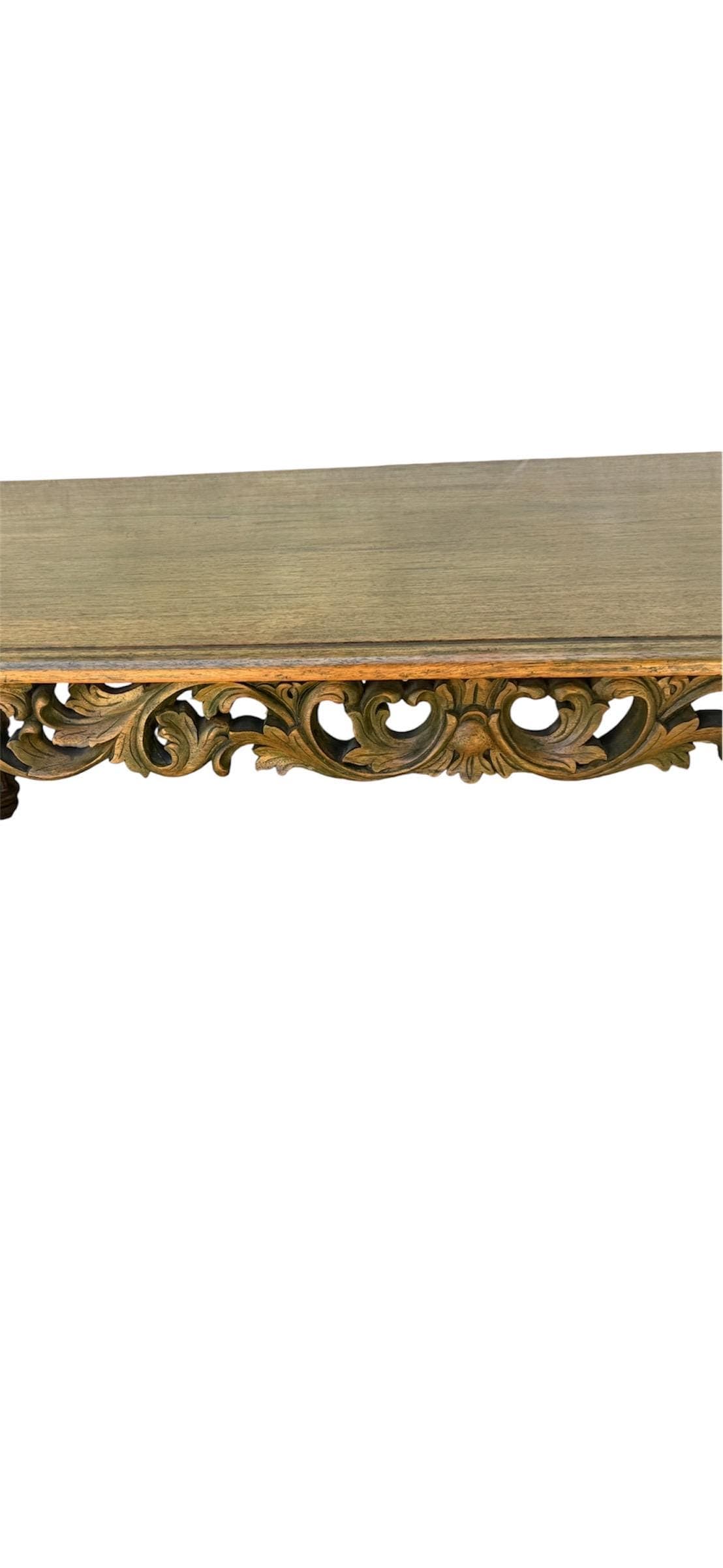 Antique 1920s Philippine Spanish Colonial Coffee Table – Hand-Carved Tropical Hardwood – Barley Twist Solomonic Legs - Thumbnail 15