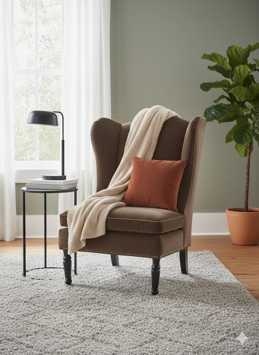 Drexel Heritage "Down-Wrapped" Wingback Chair in Espresso Velvet - Thumbnail 10