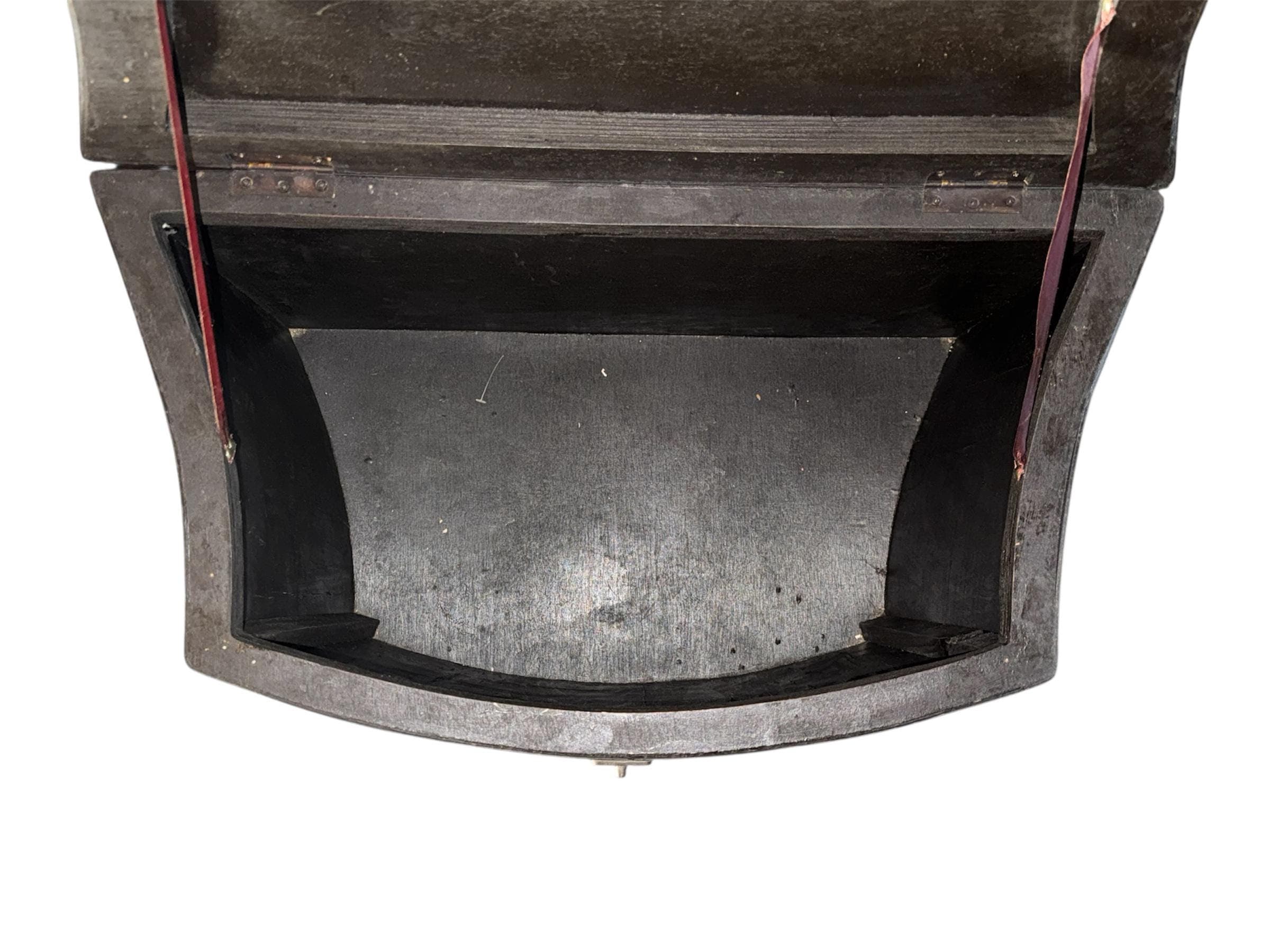 19th C. Anglo-Indian Serpentine Side Table - Ebonized & Cane - Thumbnail 7