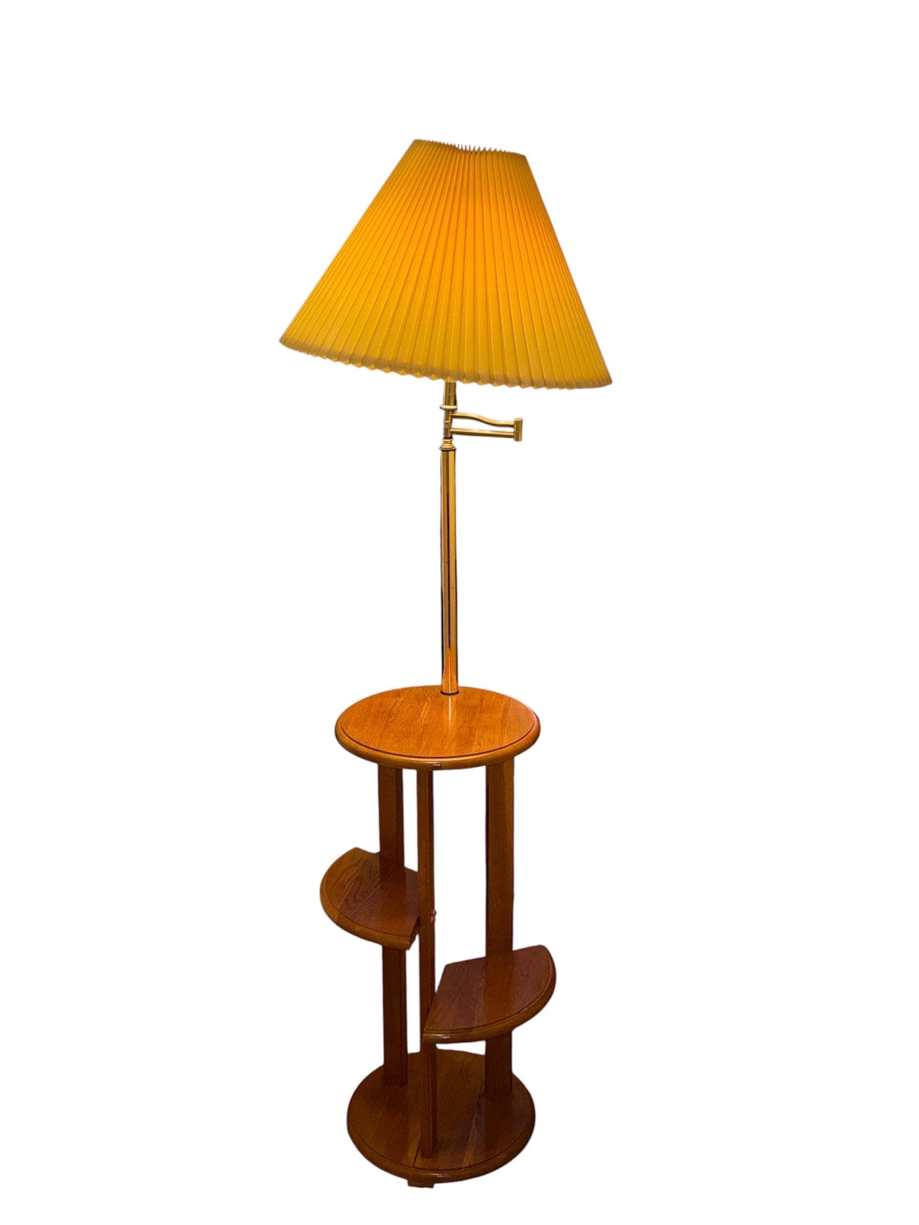 Vintage Anthony California Floor Lamp – Mid Century Oak Plant Stand, Swing Arm Lighting - Thumbnail 5