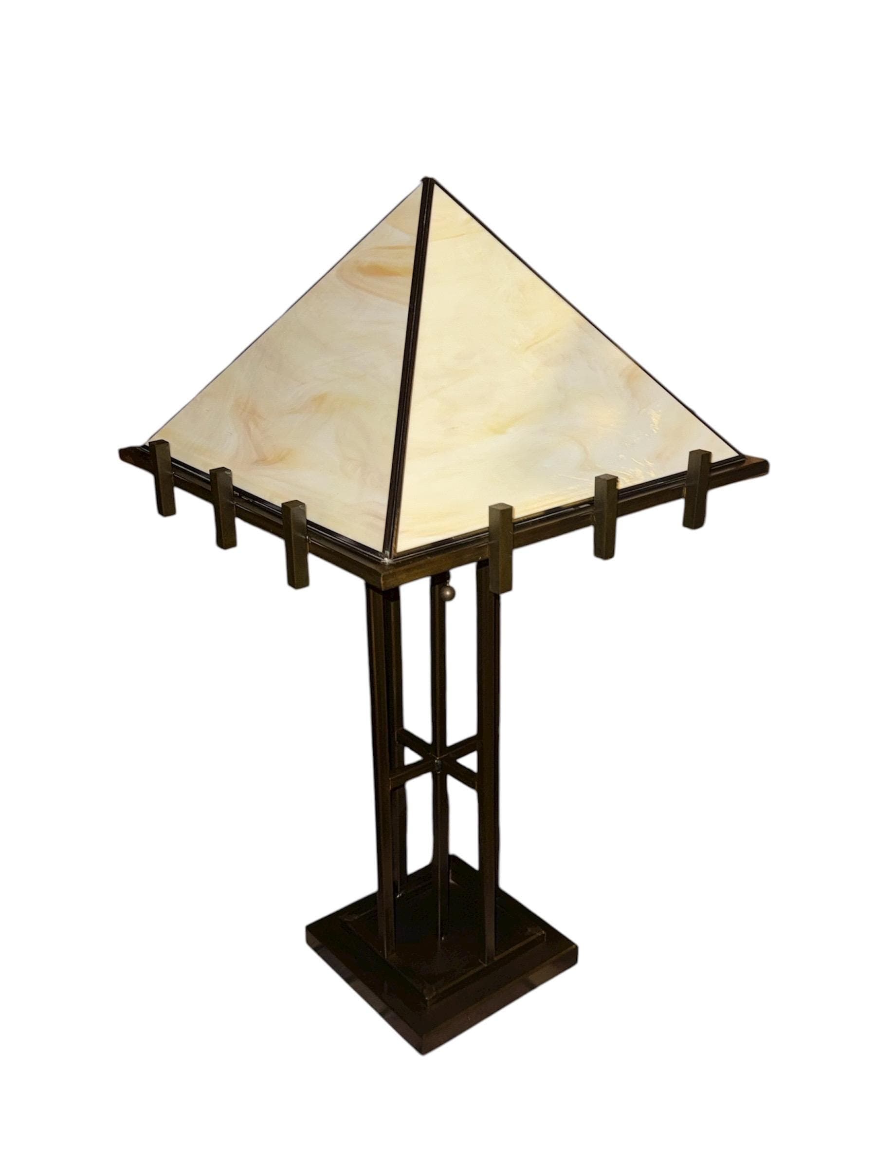 Grand 31" Mission Slag Glass Table Lamp - Thick Prairie Glass - Thumbnail 3