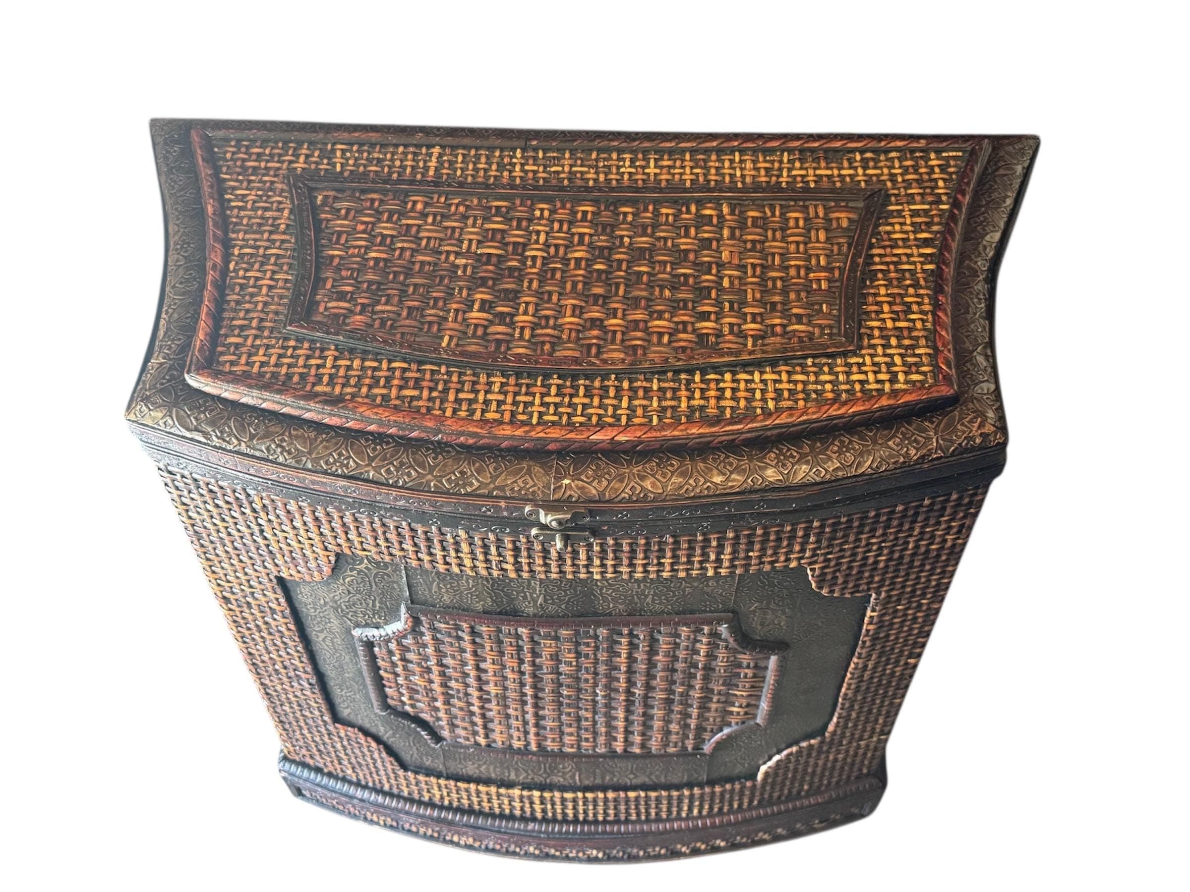 19th C. Anglo-Indian Serpentine Side Table - Ebonized & Cane - Thumbnail 3