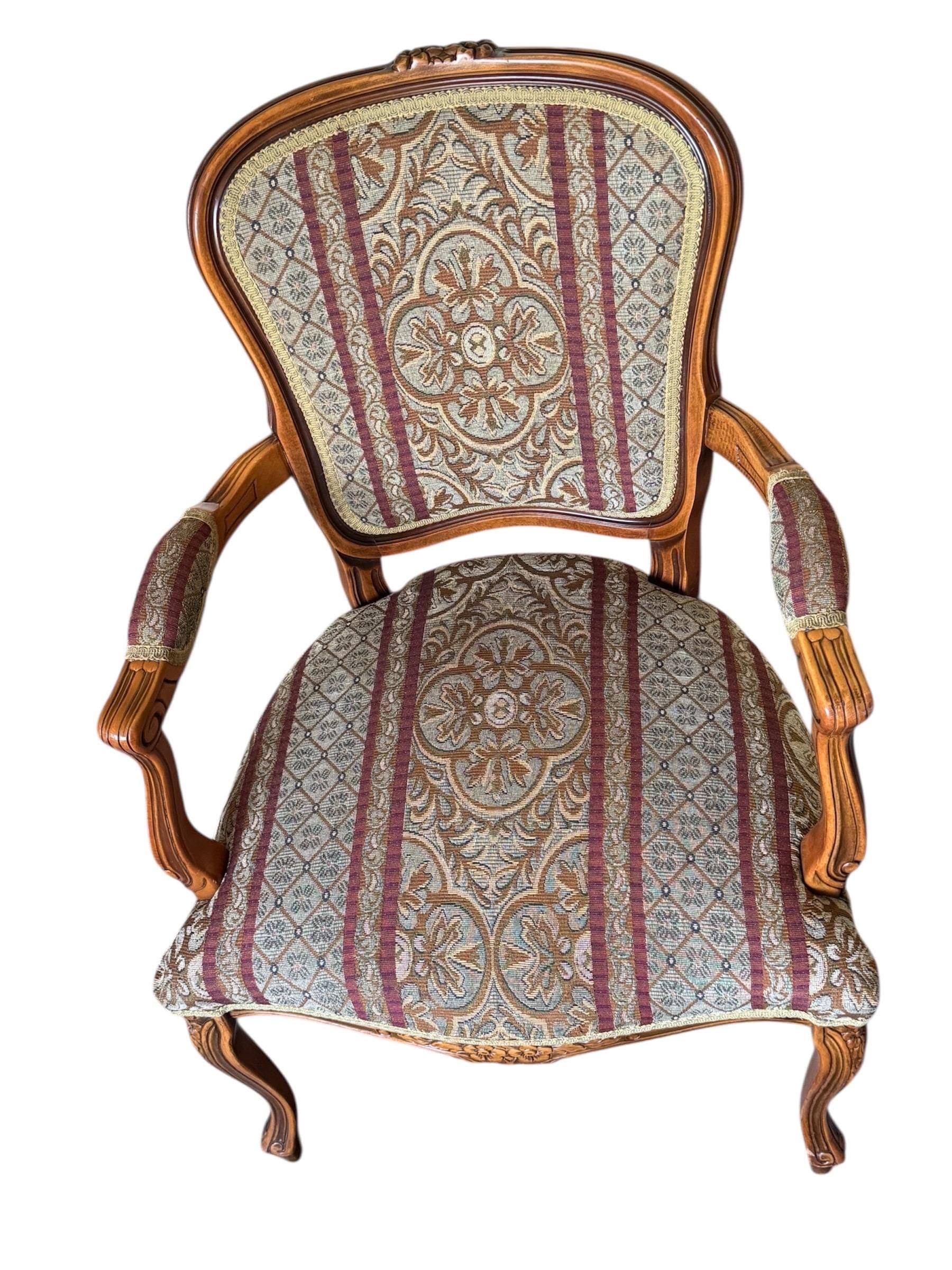 Vintage Louis XV Style Tapestry Armchairs - A Pair by Najarian Furniture - Thumbnail 16