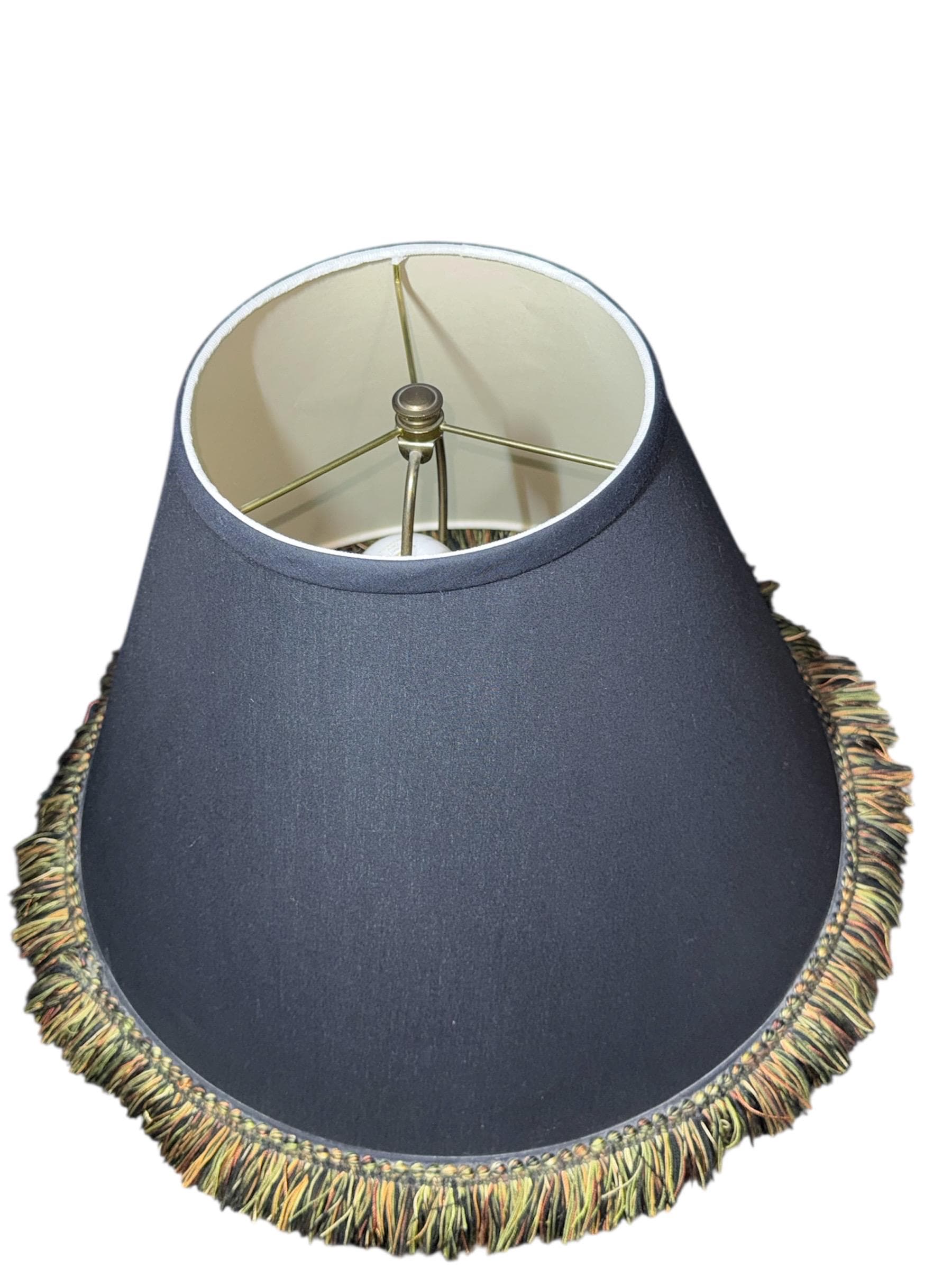 Vintage Stiffel Brass Table Lamp – Hollywood Regency Fringed Shade - Thumbnail 12