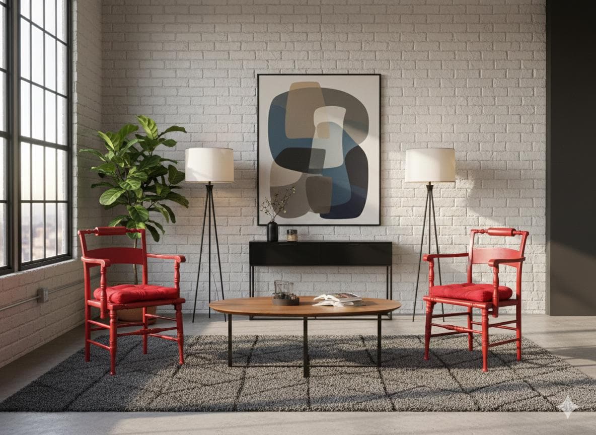 Vintage Hollywood Regency Red Lacquered Armchairs - Spindle Bobbin, Rush Seats - Thumbnail 16