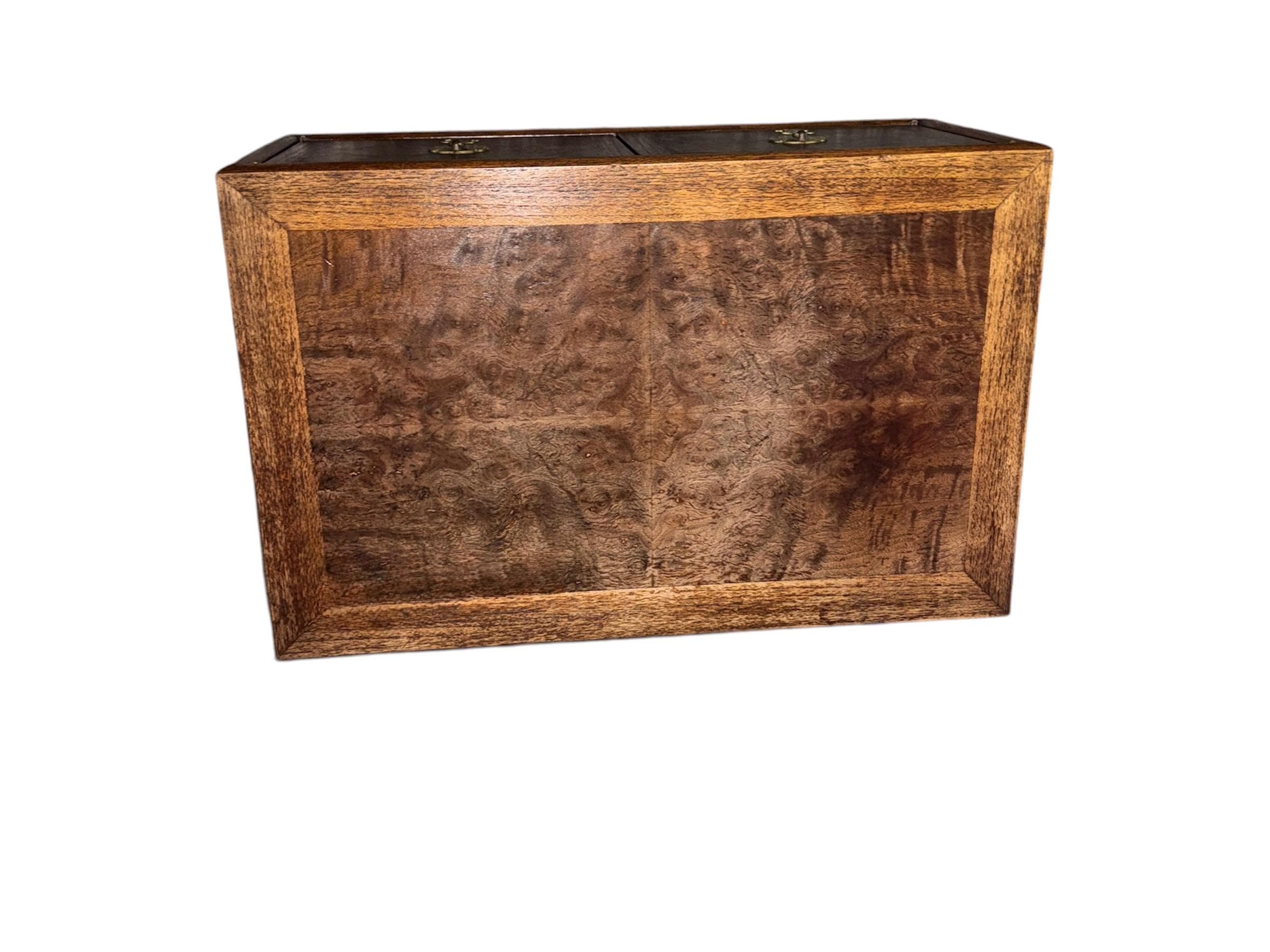 Vintage Burl Wood Cube Cabinet – Mid-Century Asian Inspired Nightstand - Thumbnail 4