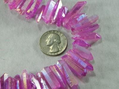 Pink Rainbow Quartz Beads: Natural Crystal Stick, Two Strands - Thumbnail 5