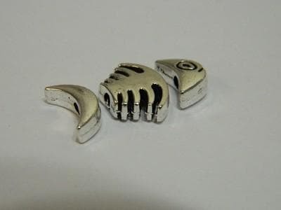 Fish Bone Charms: Ocean Inspired Pewter Beads (3 Pieces) 2 sets per order - Thumbnail 3