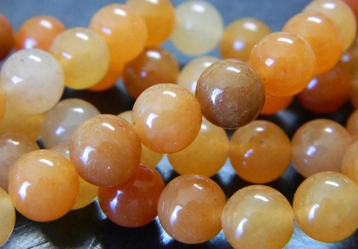 8mm Natural Red Aventurine Beads | Orange Gemstone Round Beads | Jewelry Making Supplies - Thumbnail 2