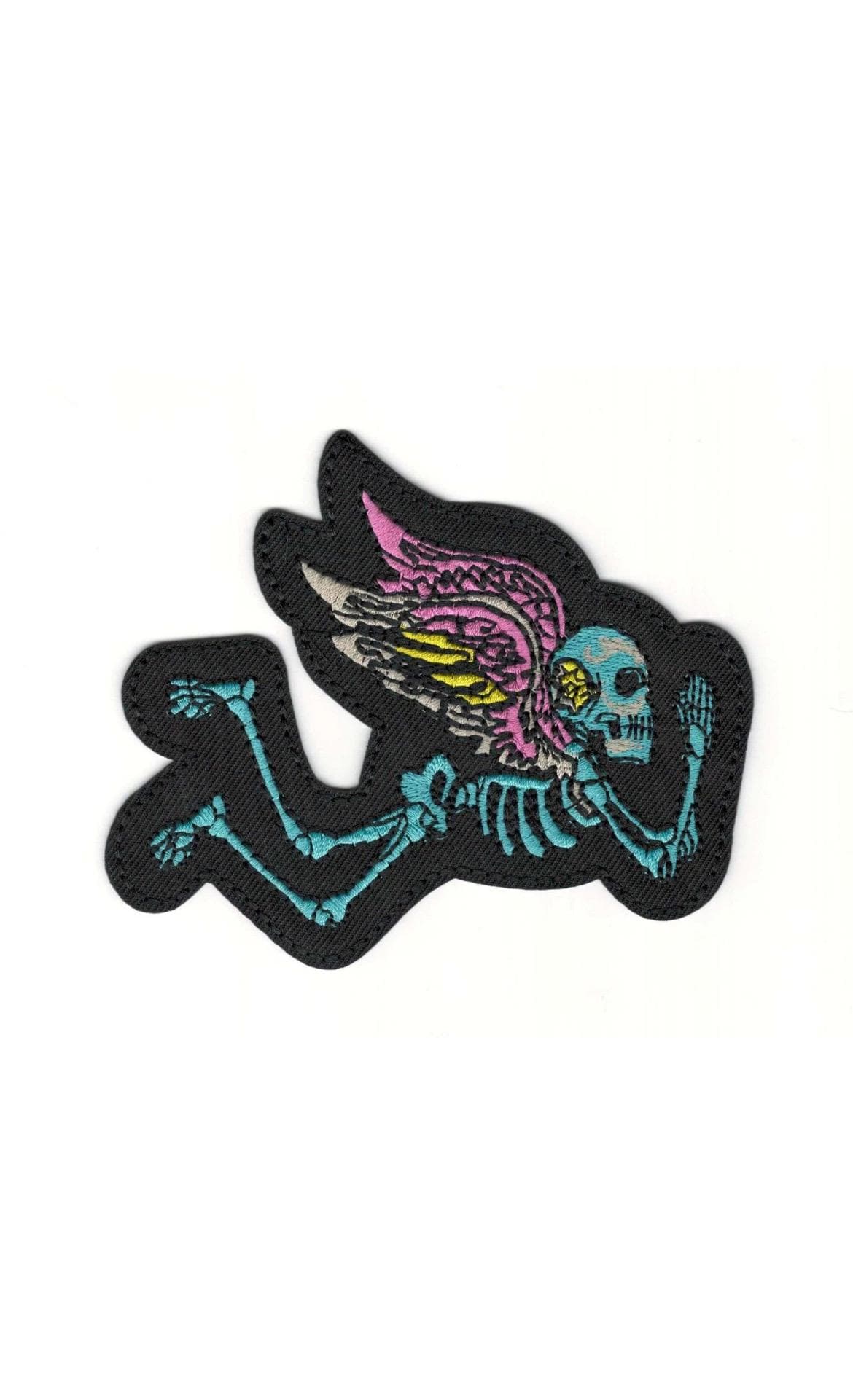 Dark Energy Skeleton Angel Embroidered Patch – Iron On Applique 3.7”x4.5” - Image 1
