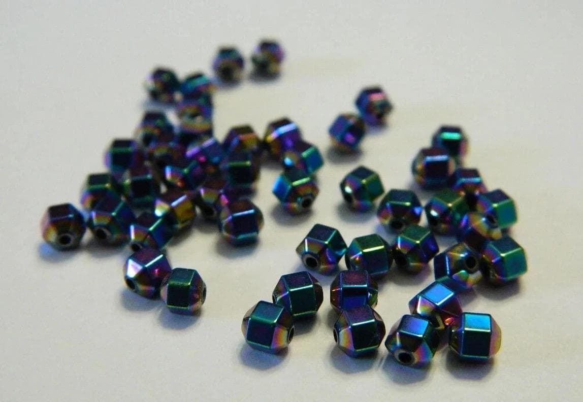 4mm Hexagon Shape Hematite Spacer Beads Select Color in Various - Thumbnail 3