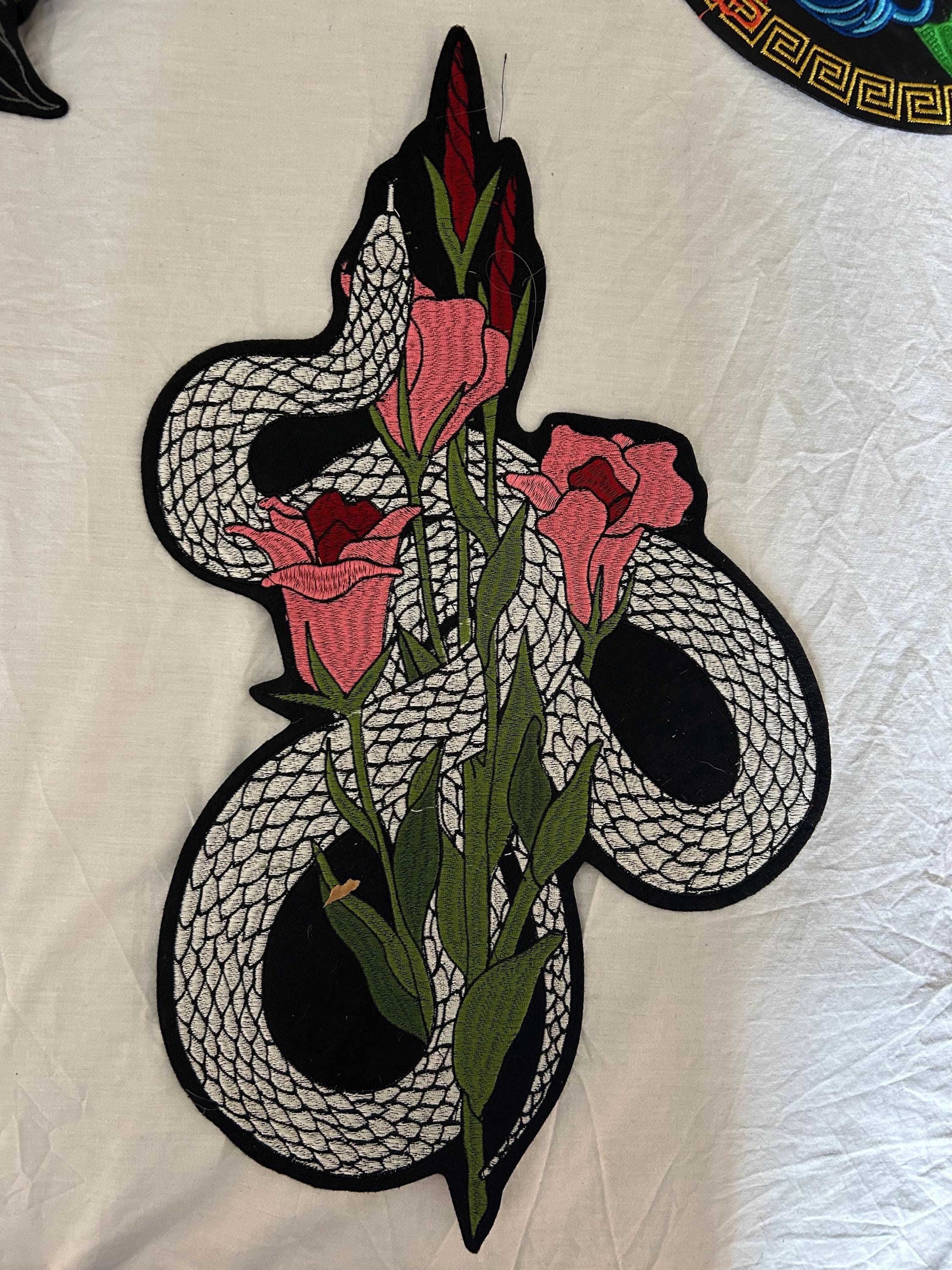 14” Snake Patch - Large Embroidered Iron-On Design - Image 1