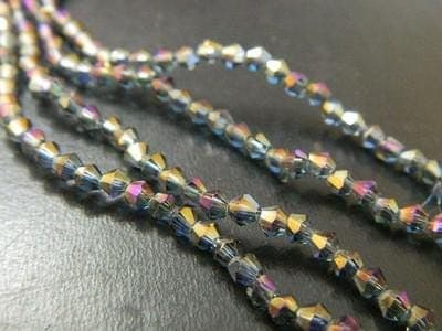 Golden Purple Bicone Beads: 3mm Faceted Glass Strand - Thumbnail 5