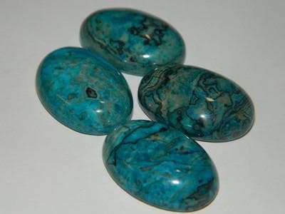 Chrysocolla Gemstones: Blue Green Cabochons (25mm Polished Peruvian) - Thumbnail 3