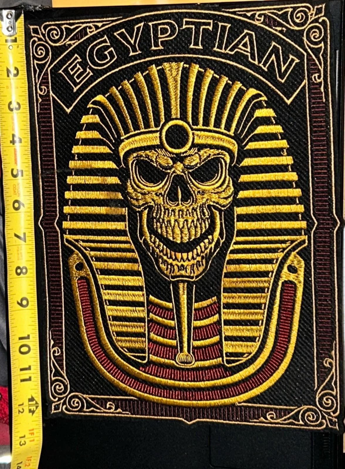 Egyptian Skull Iron-On Patch - Embroidered for Jackets and Bags - Thumbnail 2