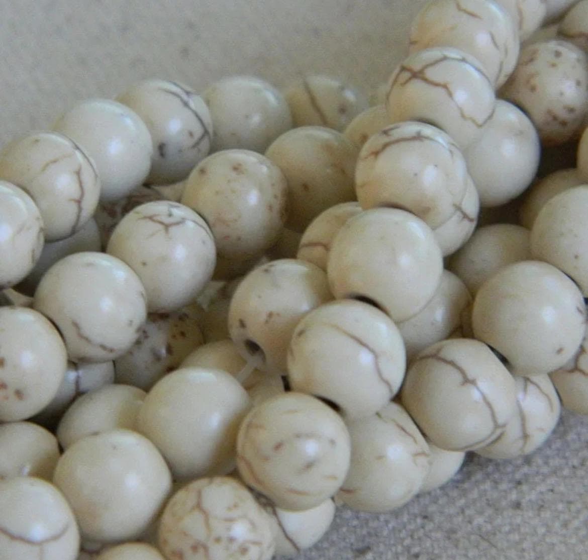 8mm White Howlite Beads – Round Synthetic Gemstone Beads, 18” Strand - Thumbnail 2
