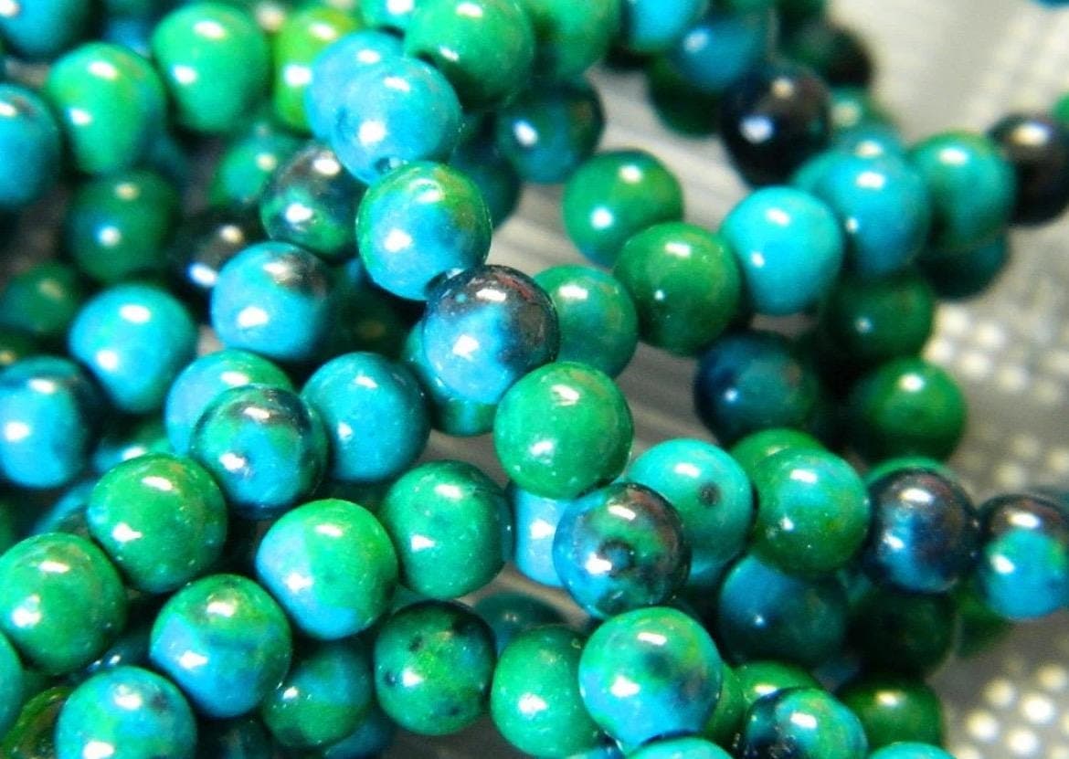 4mm Sea Green Grade AAA Chrysocolla Gemstone Beads, Natural Round Beads, Jewelry Making Suppl - Thumbnail 4