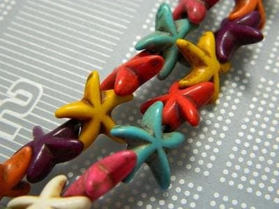 Starfish Beads: Multi Colored Ocean Theme - Synthetic Howlite, 14mm - Thumbnail 4