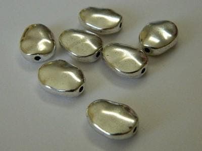 Tibetan Silver Beads: Oval Wavy Design - Antiqued Metal Spacers - Thumbnail 8