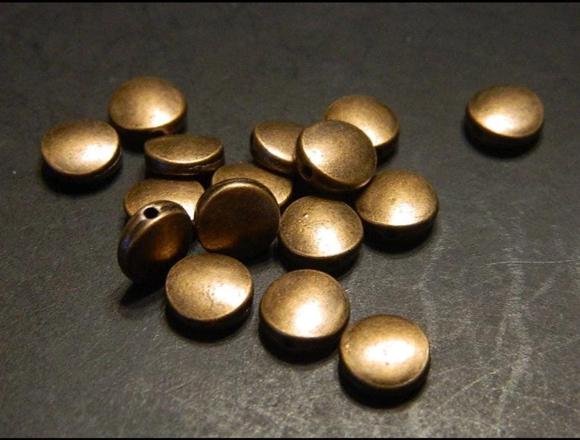 9mm Smooth Flat Round Tibetan Style Coin Spacer Beads-Metal Alloy Copper - Thumbnail 2