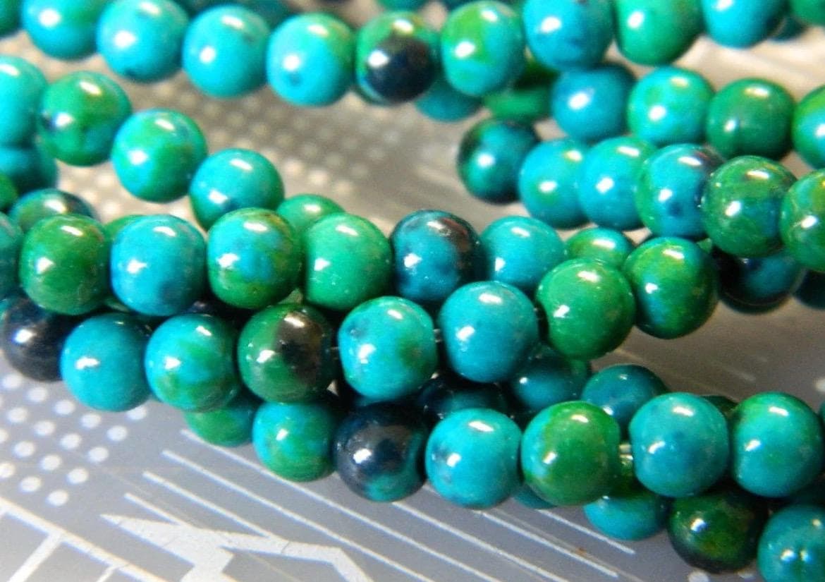 4mm Sea Green Grade AAA Chrysocolla Gemstone Beads, Natural Round Beads, Jewelry Making Suppl - Thumbnail 6