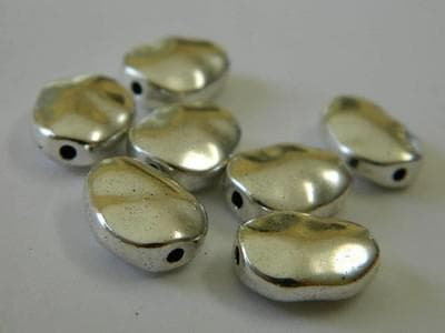 Tibetan Silver Beads: Oval Wavy Design - Antiqued Metal Spacers - Thumbnail 12