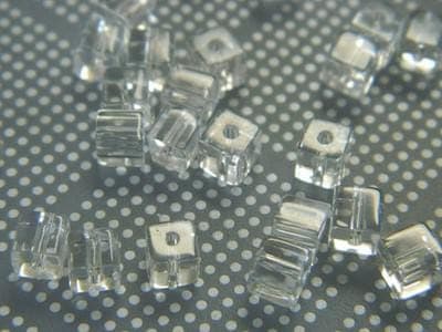 Clear Cube Glass Beads, Transparent Square (4mm, Small Hole) - Thumbnail 5