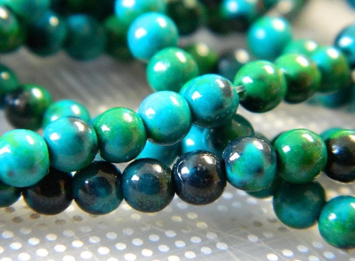 4mm Sea Green Grade AAA Chrysocolla Gemstone Beads, Natural Round Beads, Jewelry Making Suppl - Thumbnail 9