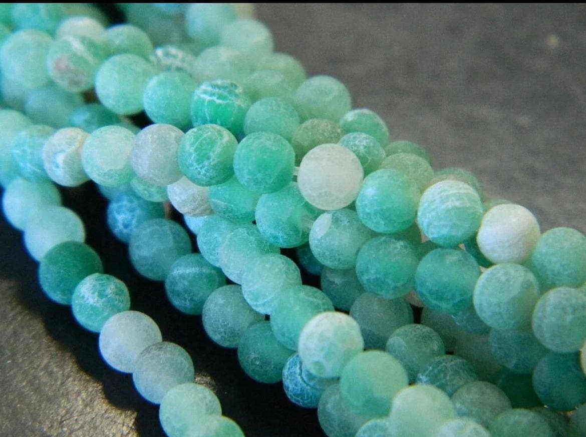 4mm Light Green Crackle Agate-Natural Crackle Agate Beads - Thumbnail 2