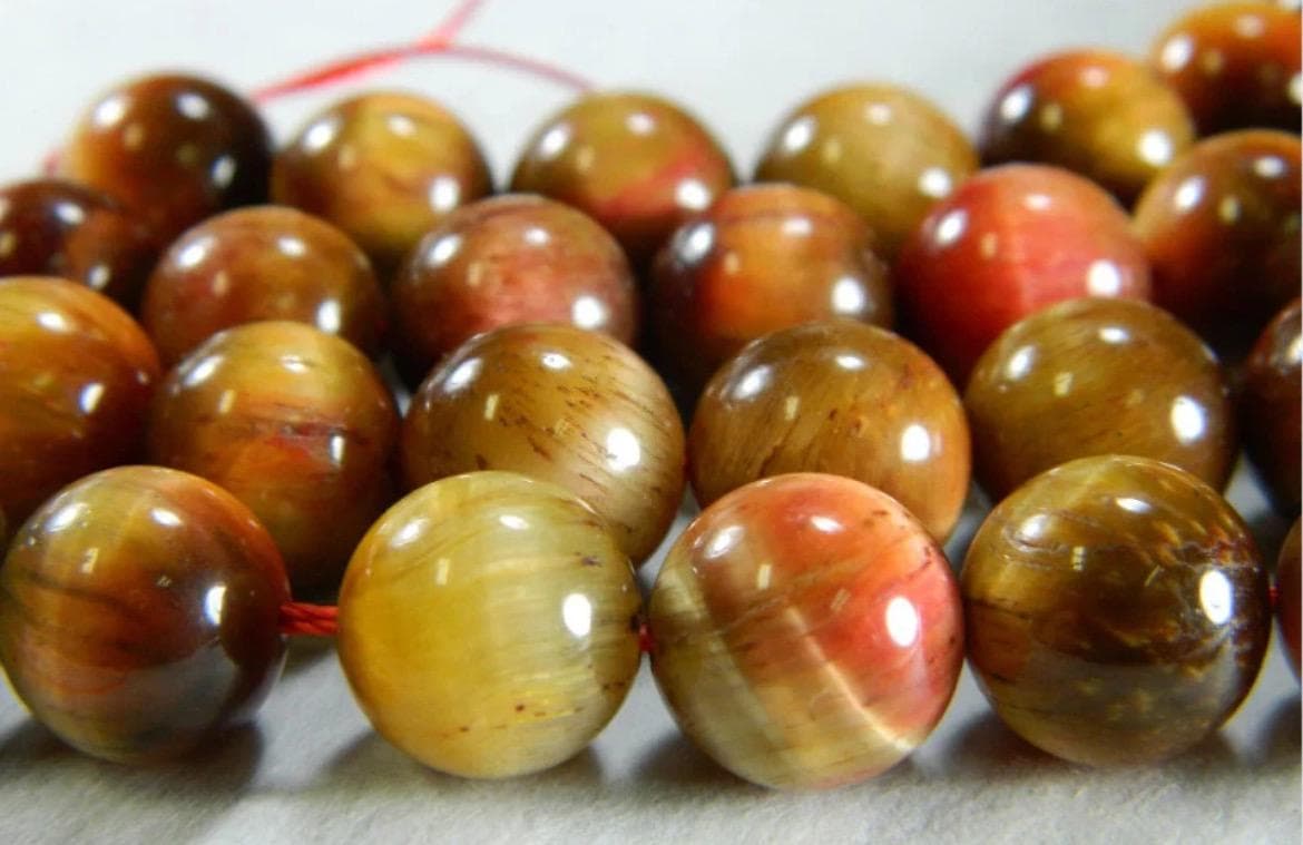 12mm Light Pink Tiger Eye Beads, Natural Round Gemstone Beads, Jewelry Making Supplies - Thumbnail 3