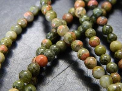Unakite Beads: Natural Earthy Colors (4mm Round Strand, 18-inch) - Thumbnail 3