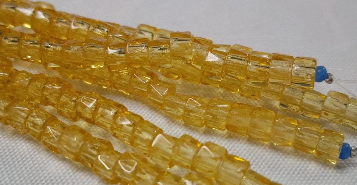 6mm Czech Fire Polished Golden Rod , Bols Beads Transparent Luster - Thumbnail 5