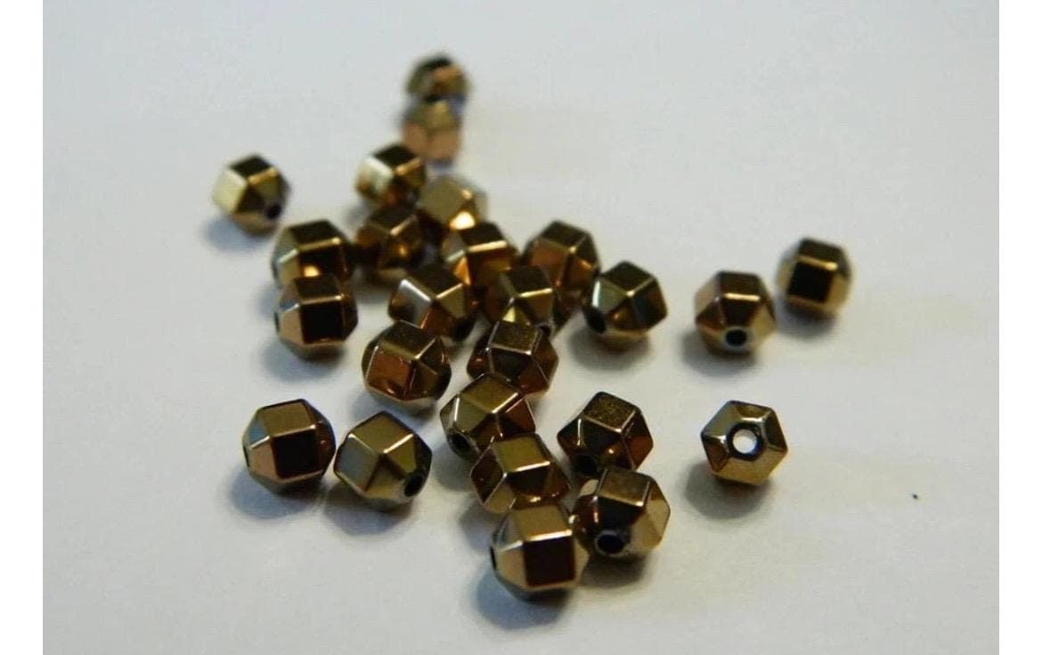 4mm Hexagon Shape Hematite Spacer Beads Select Color in Various - Thumbnail 10