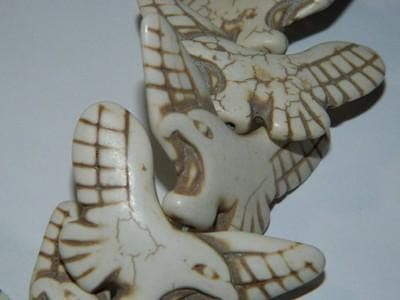 Eagle Pendant Beads: Tribal Style White and Brown Howlite - Large Focal - Thumbnail 6