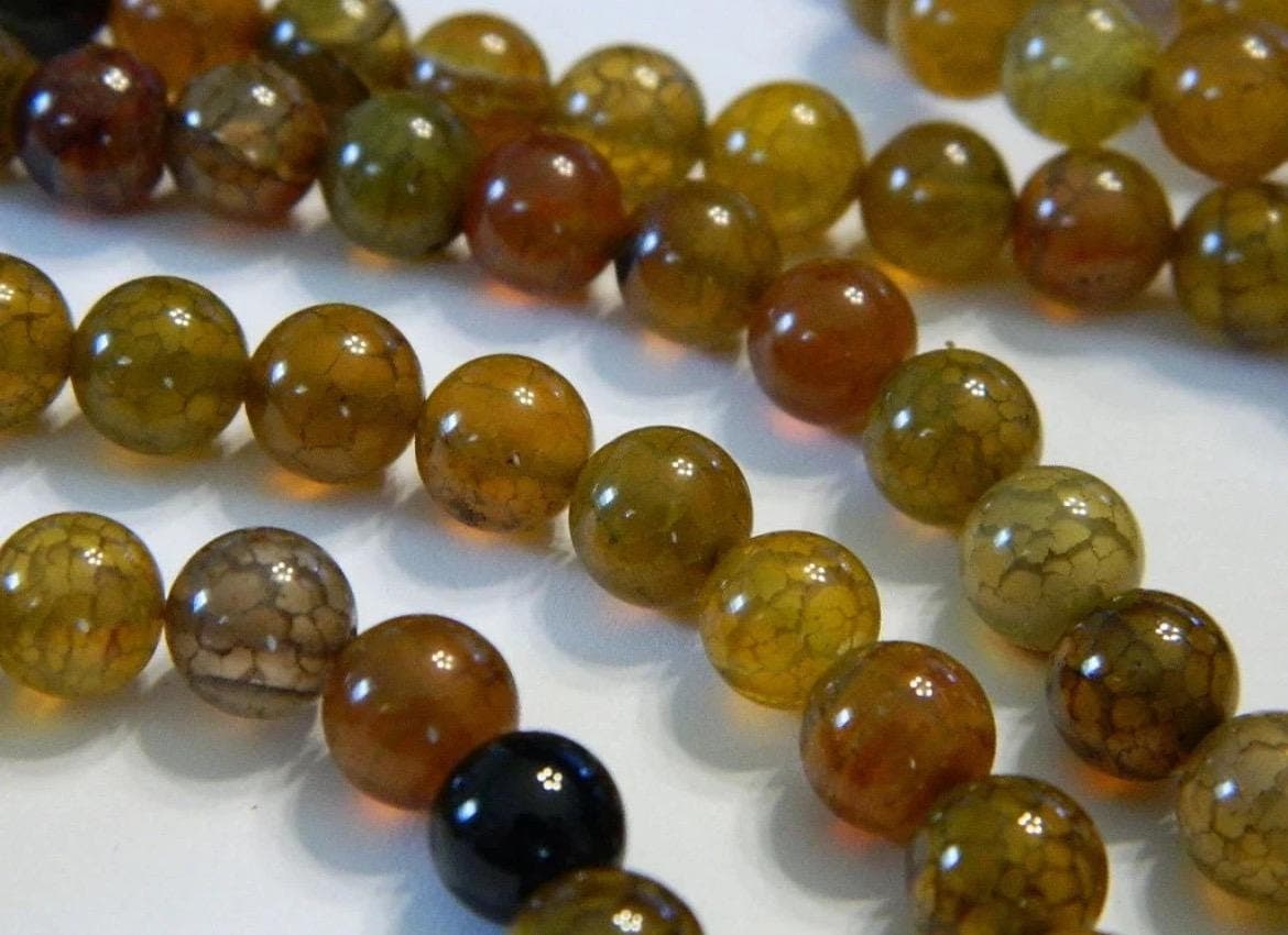 8mm Dragon Agate Beads | Warm Fall Colors | Round Gemstone Beads | Jewelry Making Suppli - Thumbnail 4