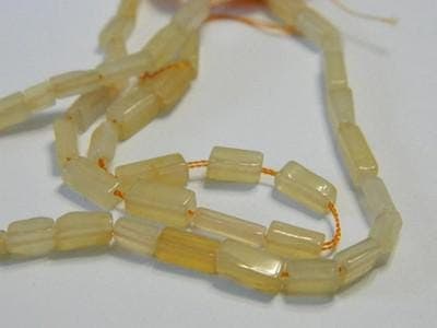 Cream Quartz Beads - Light Yellow Hand-Cut Square Tubes, 50 Count - Thumbnail 2