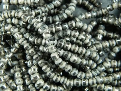 Crystal Orbits Glass Beads, Dark Gray Striped Orbits (4mm Round Gunmetal) - Thumbnail 2