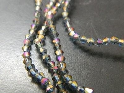 Golden Purple Bicone Beads: 3mm Faceted Glass Strand - Thumbnail 7
