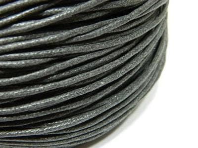 Dark Gray Waxed Cotton Cord: 2mm Thick Jewelry String - Thumbnail 3